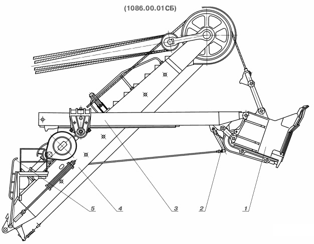 оборудование 1086.00.01, ковш 1085.52.00, рукоять 1085.04.00, стрела 1086.05.00, лестница 1085.76.50